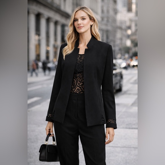 Tahari Arthur S. Levine Lace-Back Blazer | Black | Size 12 - Picture 8 of 8